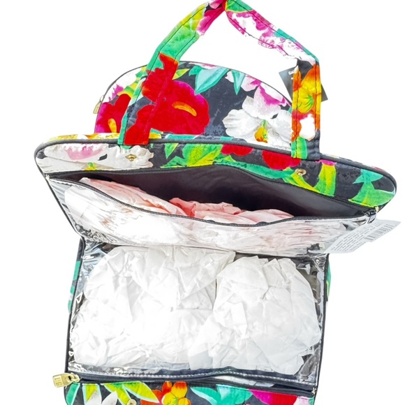 Vintage NEW WITH TAGS Leslie Fay Cosmetic Travel Bag Set Tropical Floral Multi - Picture 3 of 11